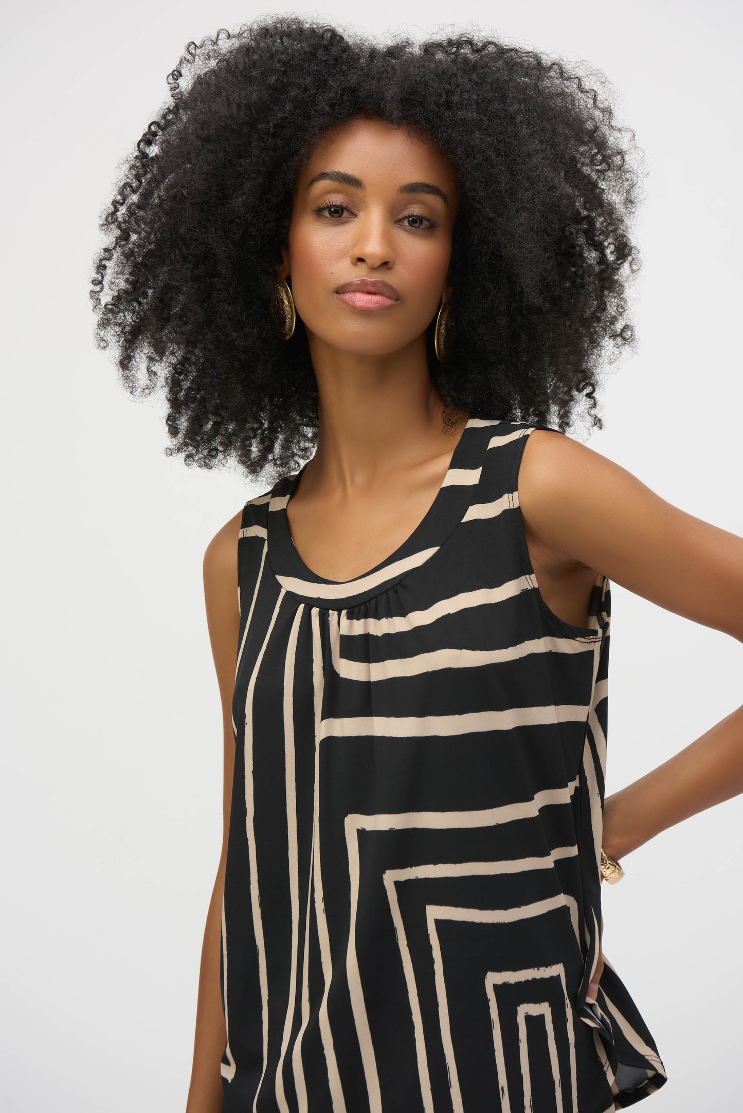 SILKY KNIT GEO PRINT S/L TOP JOSEPH RIBKOFF