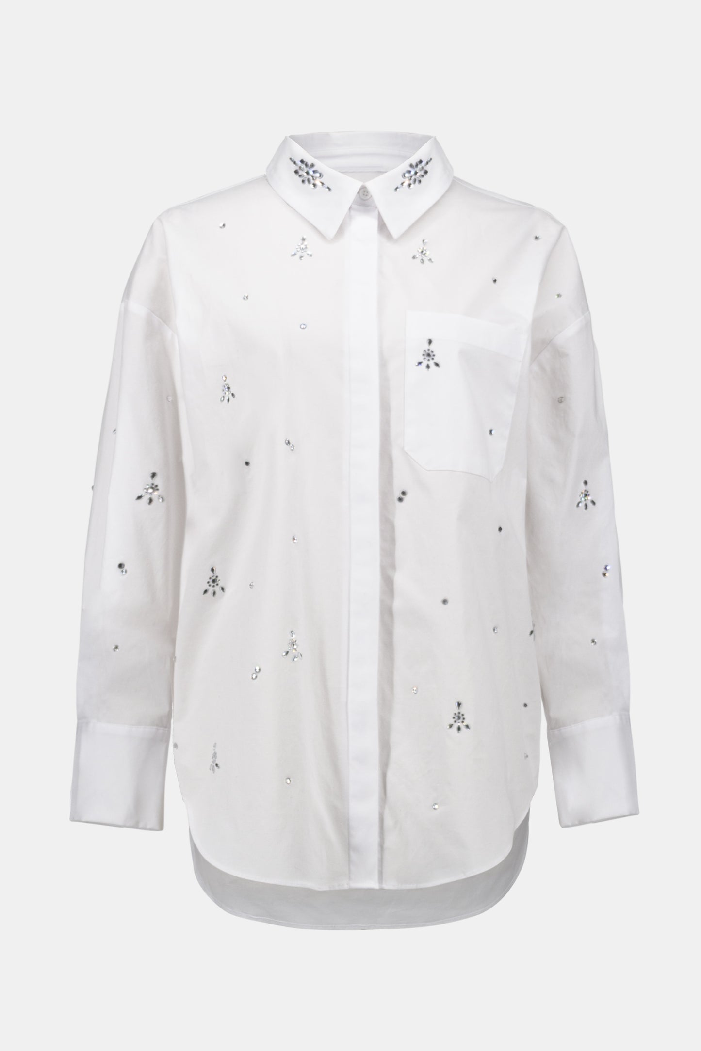 STRETCH POPLIN BOXY BLOUSE WITH RHINESTONES JOSEPH RIBKOFF
