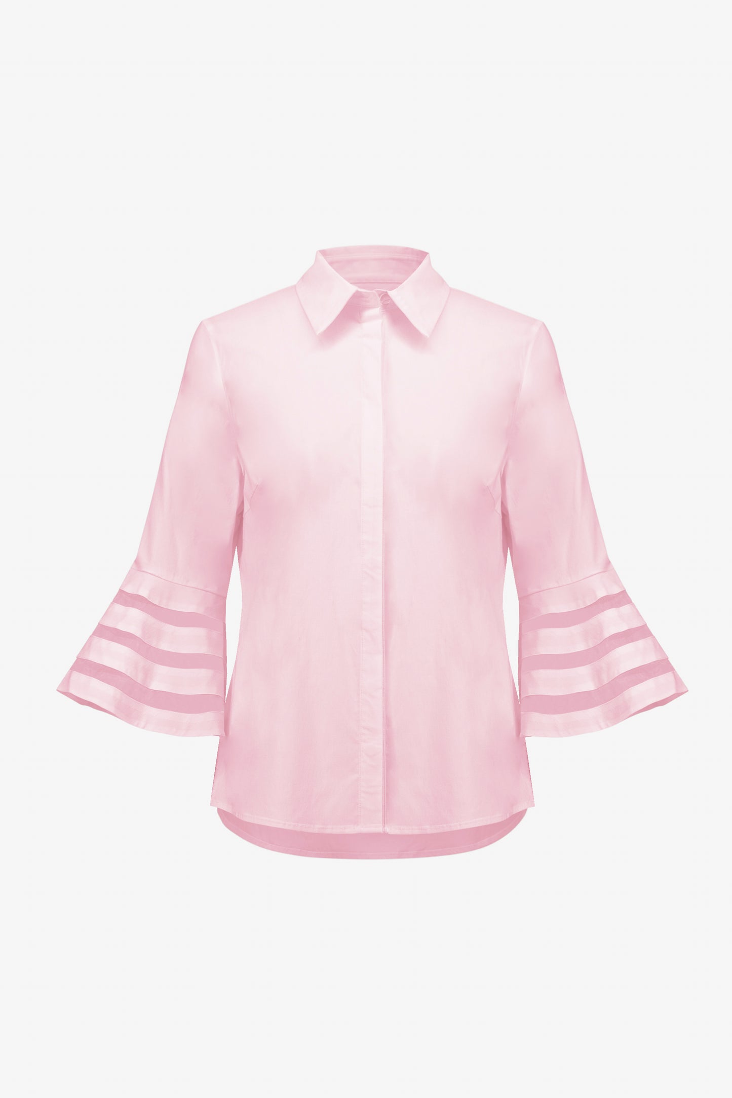 STRETCH POPLIN BLOUSE WITH ORGANZA BELL SLEEVES JOSEPH RIBKOFF