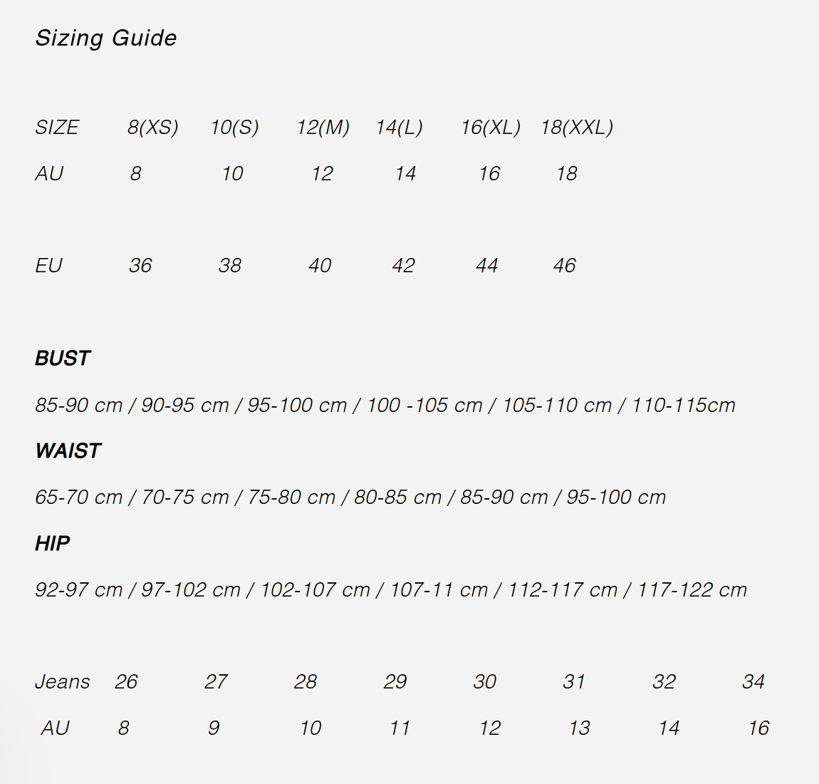 Size Guide