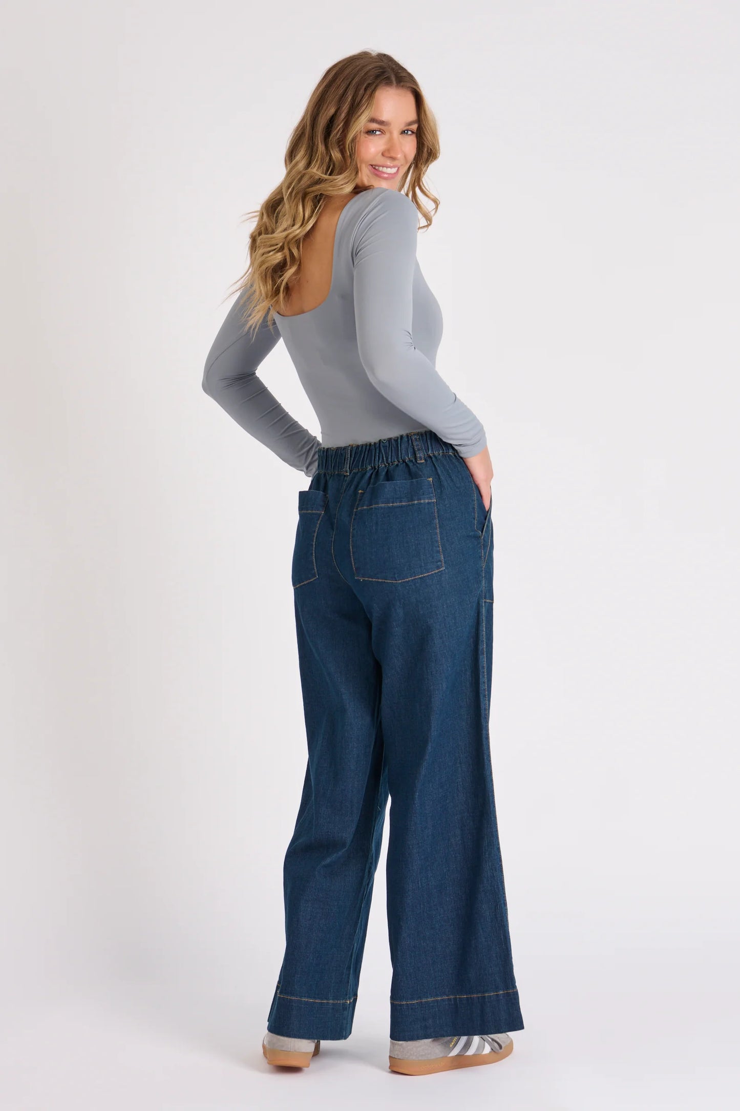 One Ten Willow 1015420 Wide Leg Jeans - Dark Denim