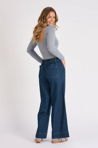 One Ten Willow 1015420 Wide Leg Jeans - Dark Denim