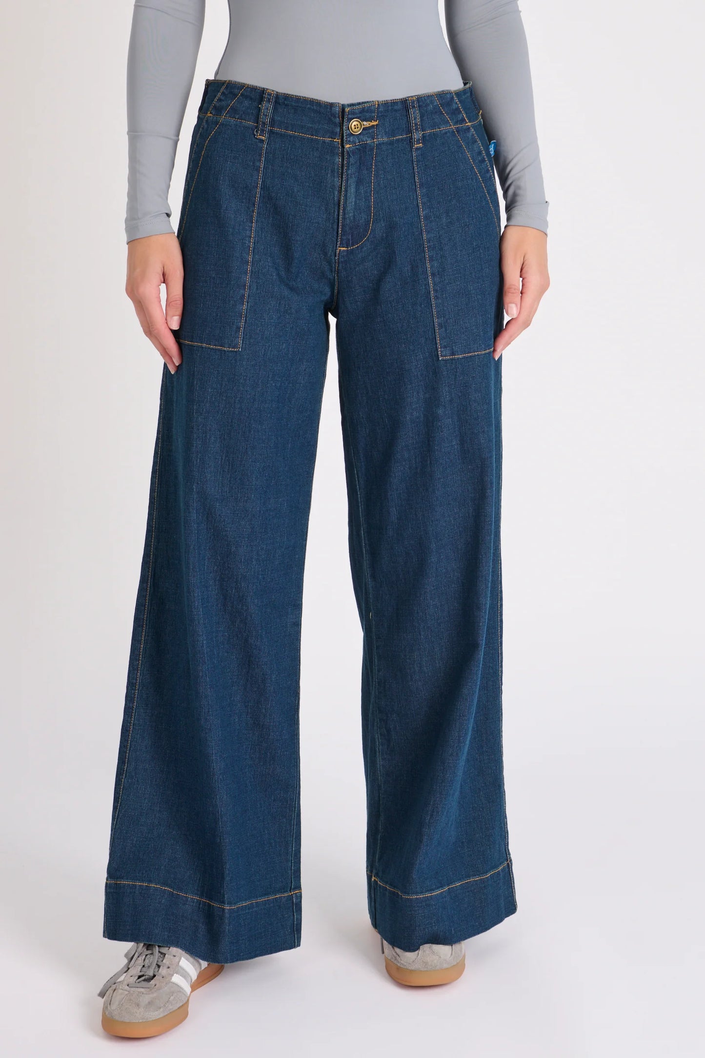 One Ten Willow 1015420 Wide Leg Jeans - Dark Denim
