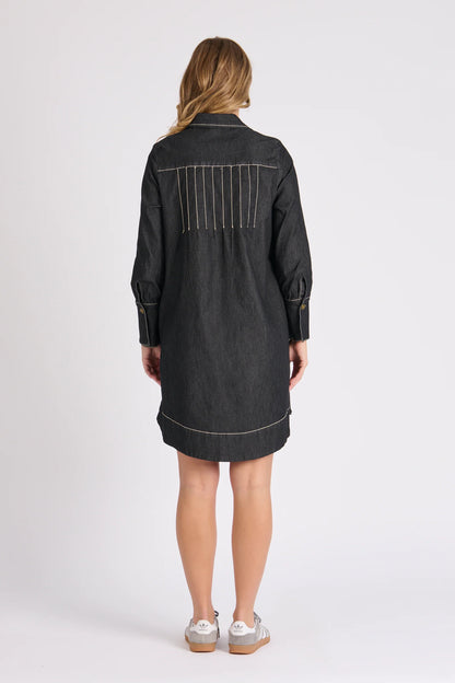 One Ten Willow 1015425 Pleat Detail Dress - Black