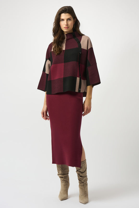 PLAID JACQUARD SWEATER KNIT TOP JOSEPH RIBKOFF
