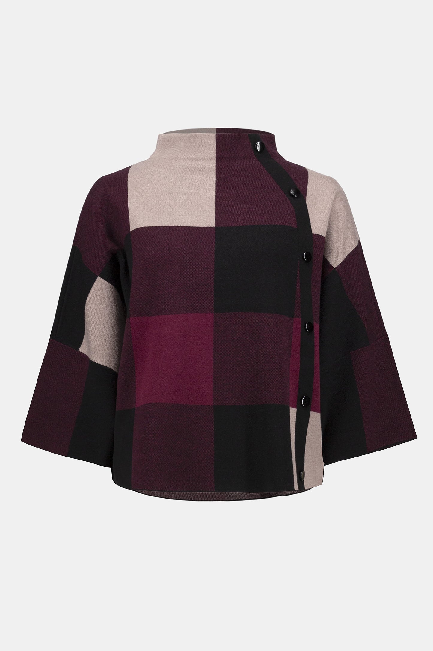 PLAID JACQUARD SWEATER KNIT TOP JOSEPH RIBKOFF