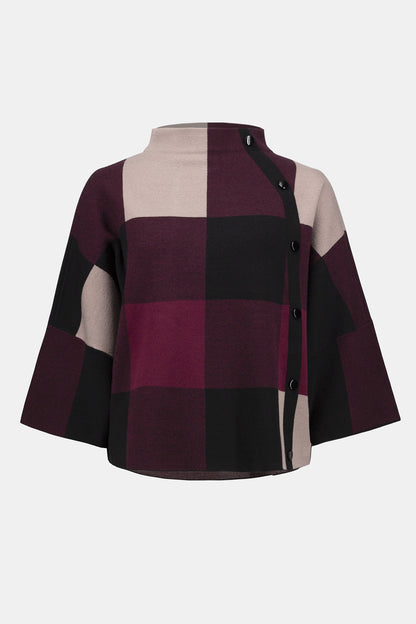PLAID JACQUARD SWEATER KNIT TOP JOSEPH RIBKOFF