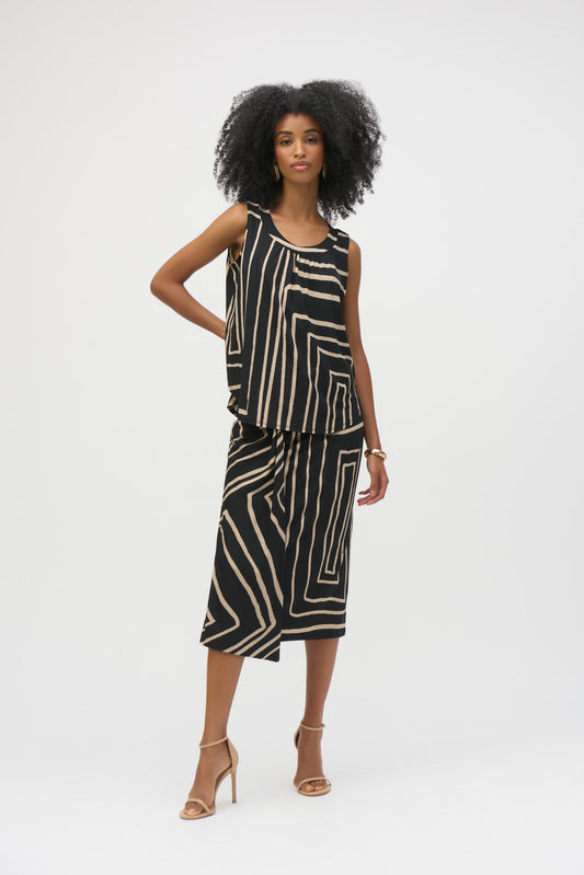 SILKY KNIT GEO PRINT S/L TOP JOSEPH RIBKOFF