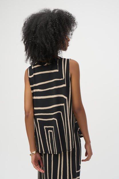 SILKY KNIT GEO PRINT S/L TOP JOSEPH RIBKOFF