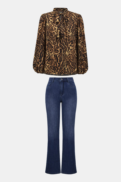 RECYCLED GEORGETTE ANIMAL PRINT TOP Joseph Ribkoff