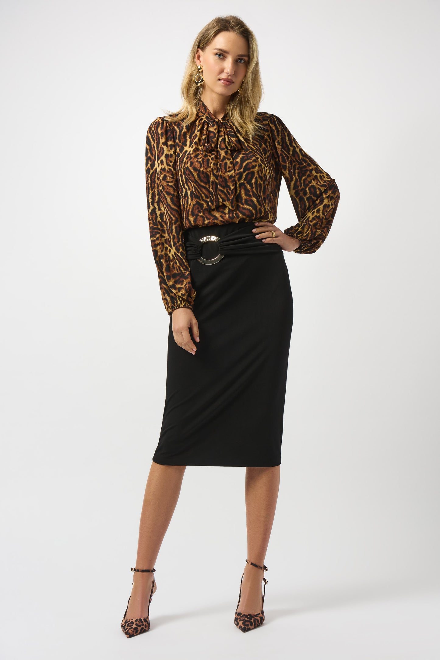 RECYCLED GEORGETTE ANIMAL PRINT TOP Joseph Ribkoff