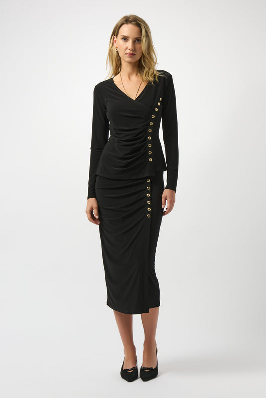 SILKY KNIT FITTED WRAP TOP JOSEPH RIBKOFF