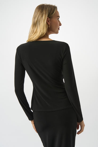 SILKY KNIT FITTED WRAP TOP JOSEPH RIBKOFF