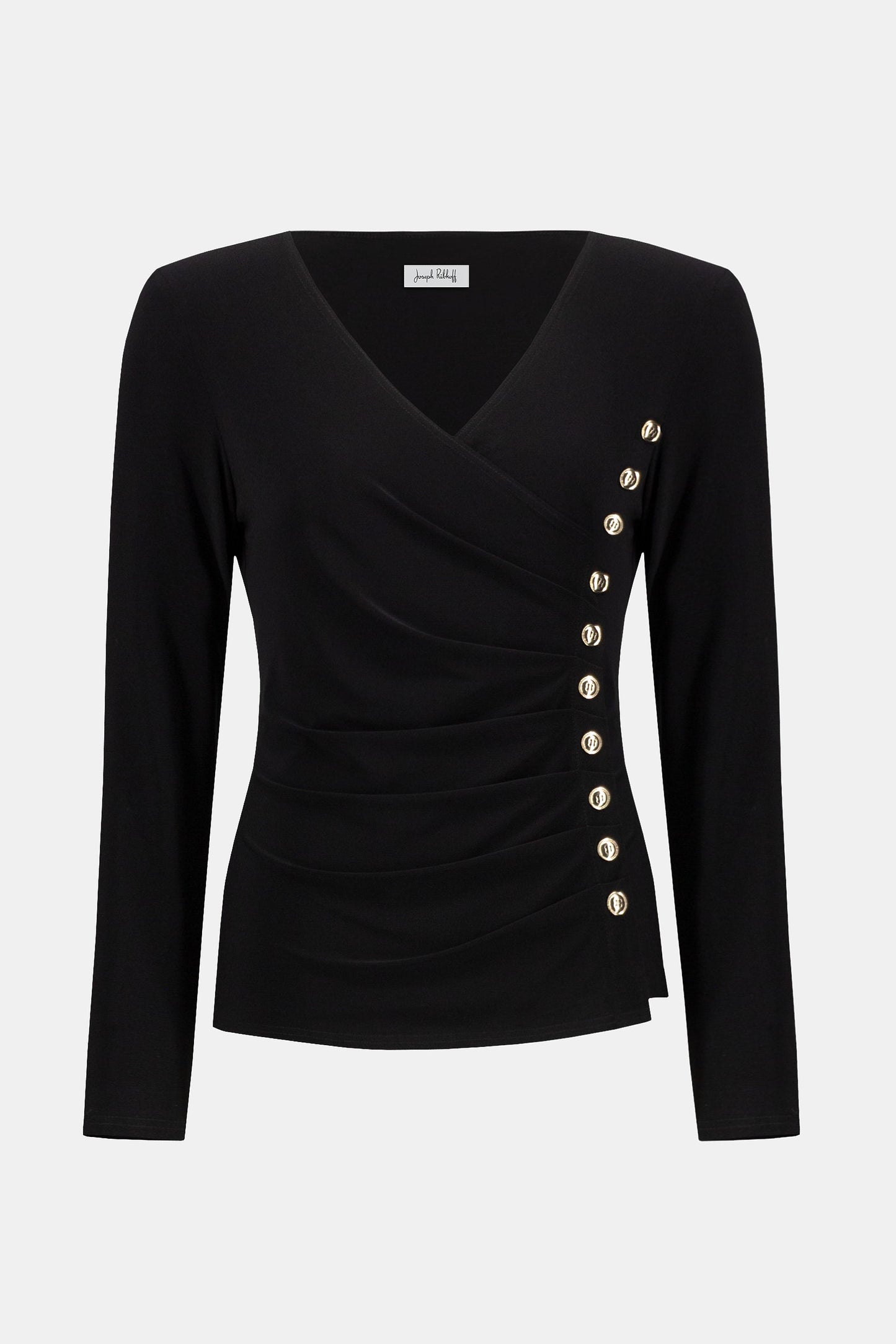 SILKY KNIT FITTED WRAP TOP JOSEPH RIBKOFF