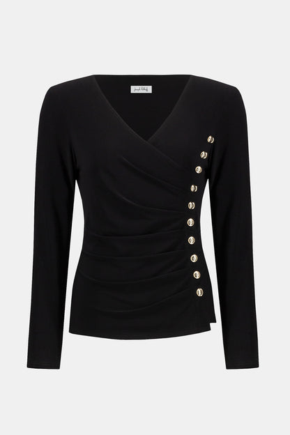 SILKY KNIT FITTED WRAP TOP JOSEPH RIBKOFF