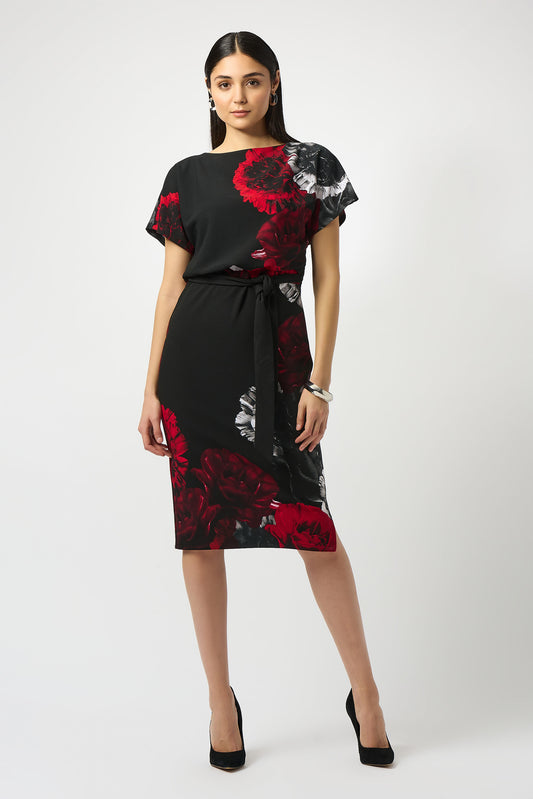 SCUBA CREPE FLORAL DRESS JOSEPH RIBKOFF