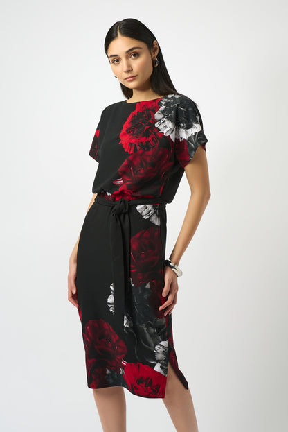 SCUBA CREPE FLORAL DRESS JOSEPH RIBKOFF