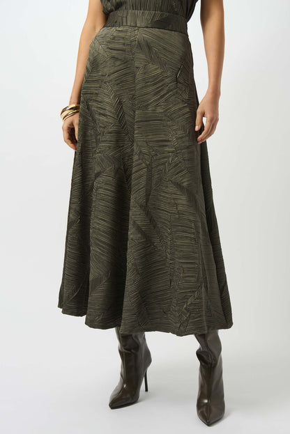 PLEATED SATIN LONG FLARED SKIRT JOSEPH RIBKOFF