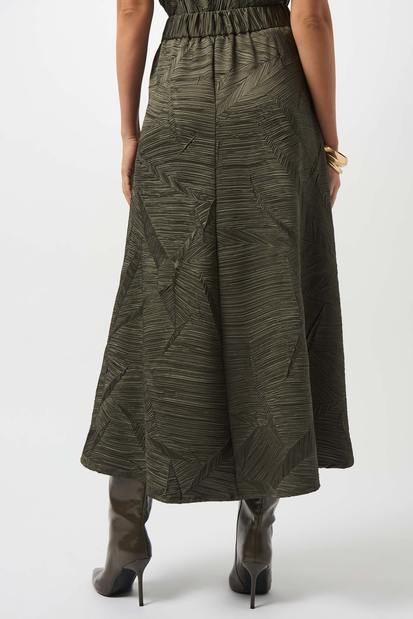 PLEATED SATIN LONG FLARED SKIRT JOSEPH RIBKOFF