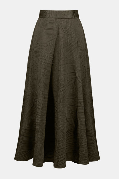 PLEATED SATIN LONG FLARED SKIRT JOSEPH RIBKOFF