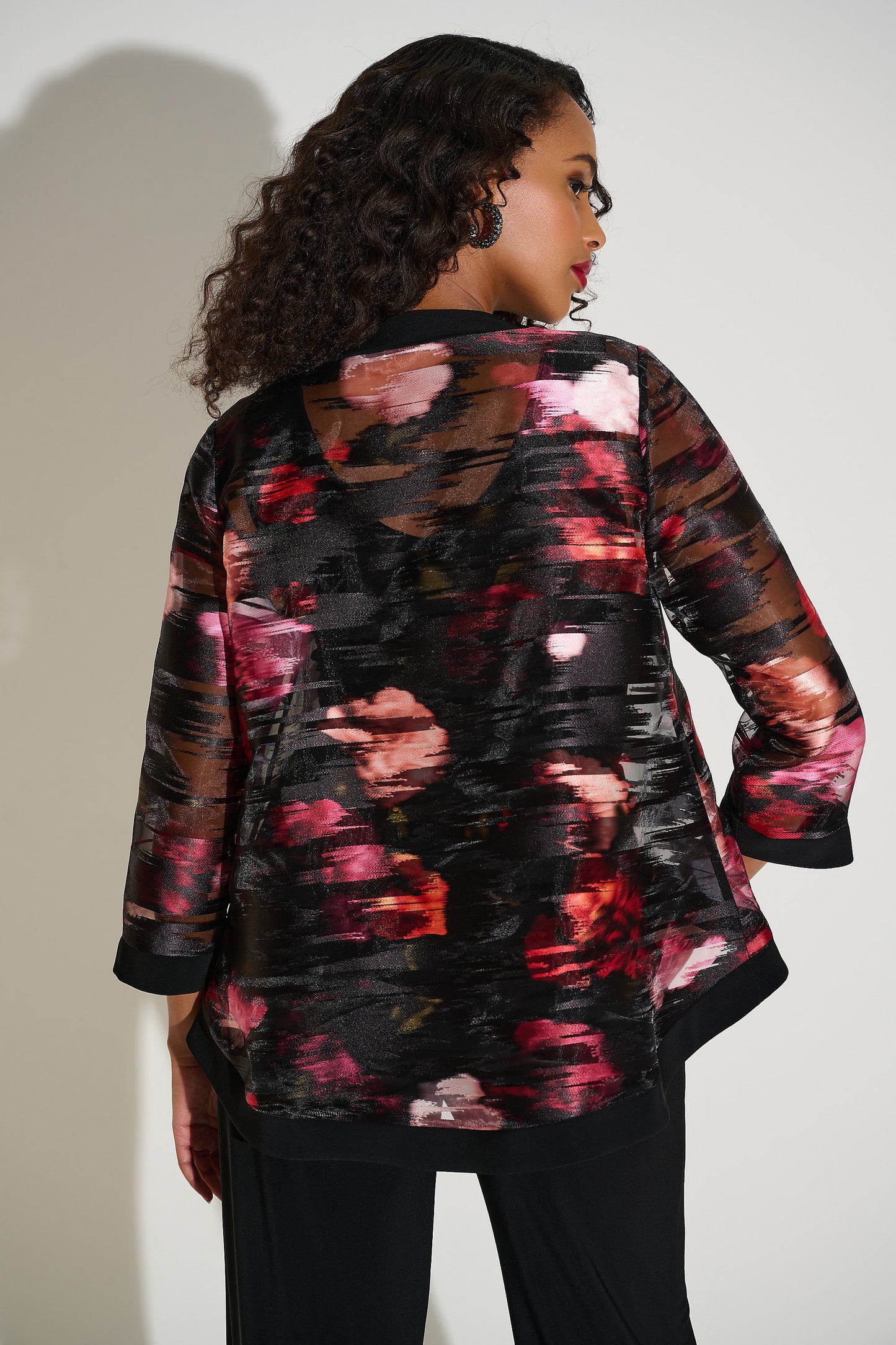 ORGANZA &SILKY KNIT FLORALSWING JACKET