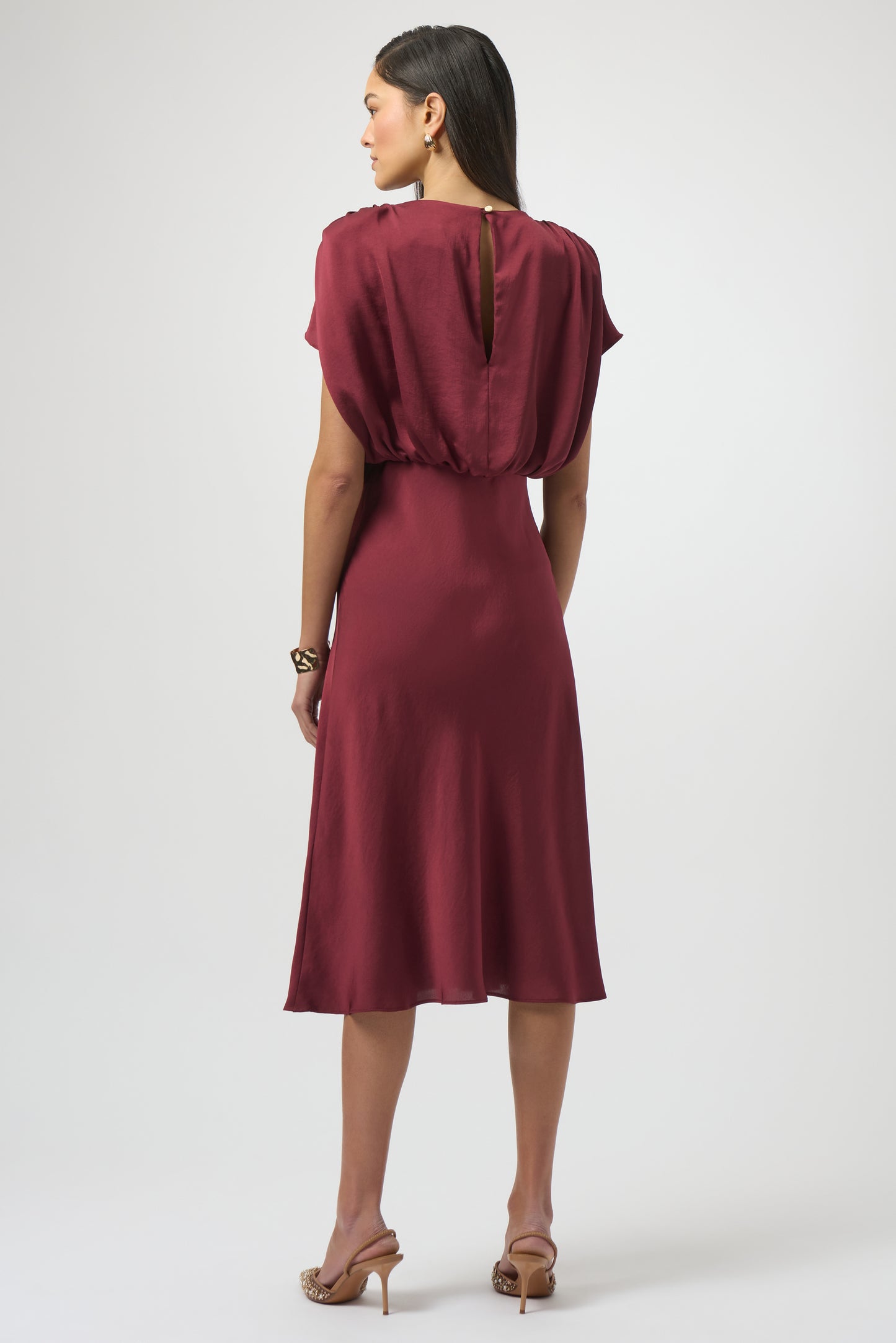 SATIN BLOUSON A LINE DRESS JOSEPH RIBKOFF