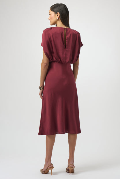 SATIN BLOUSON A LINE DRESS JOSEPH RIBKOFF