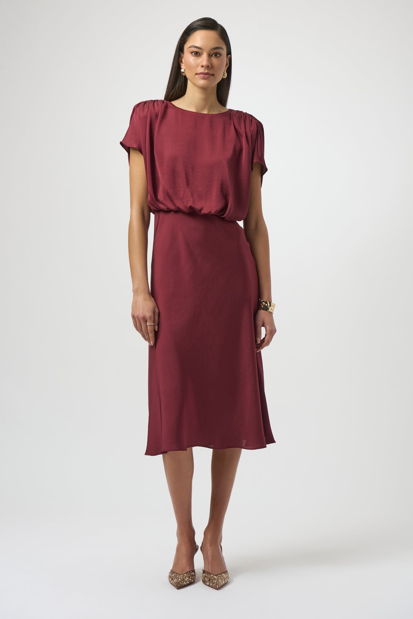 SATIN BLOUSON A LINE DRESS JOSEPH RIBKOFF