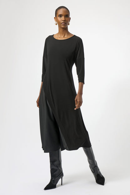 SILKY KNIT & RECYCLED SATIN TRAPESE DRESS JOSEPH RIBKOFF