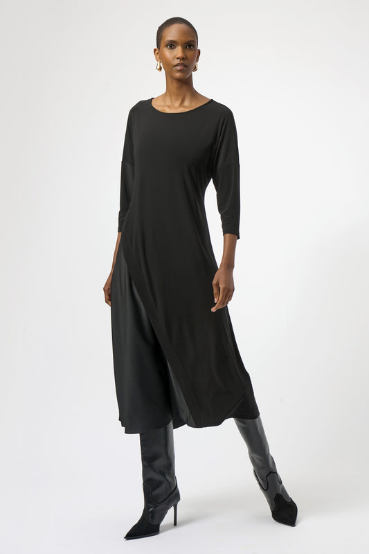 SILKY KNIT & RECYCLED SATIN TRAPESE DRESS JOSEPH RIBKOFF
