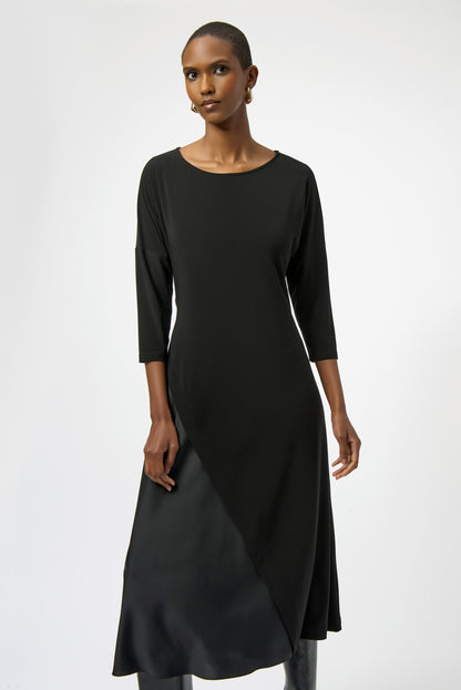 SILKY KNIT & RECYCLED SATIN TRAPESE DRESS JOSEPH RIBKOFF