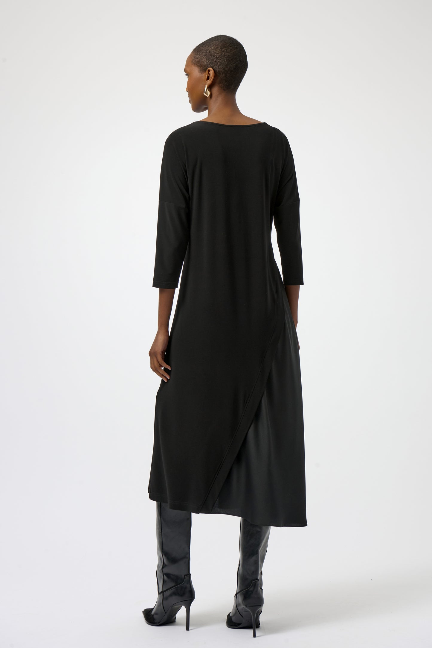 SILKY KNIT & RECYCLED SATIN TRAPESE DRESS JOSEPH RIBKOFF