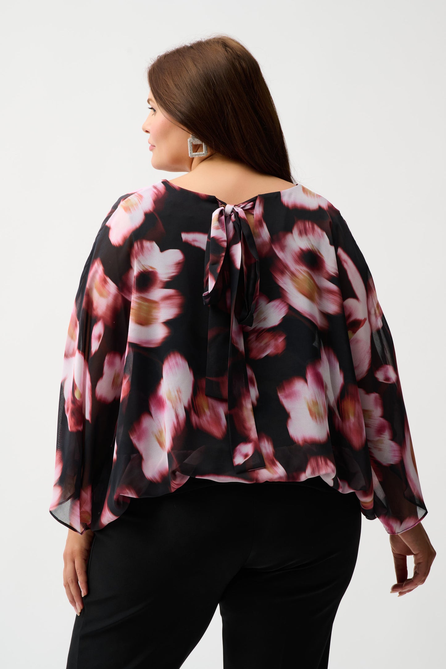 CHIFFON & SILKY KNIT FLORAL PRINT BOXY TOP JOSEPH RIBKOFF