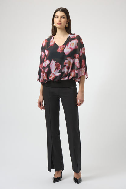 CHIFFON & SILKY KNIT FLORAL PRINT BOXY TOP JOSEPH RIBKOFF