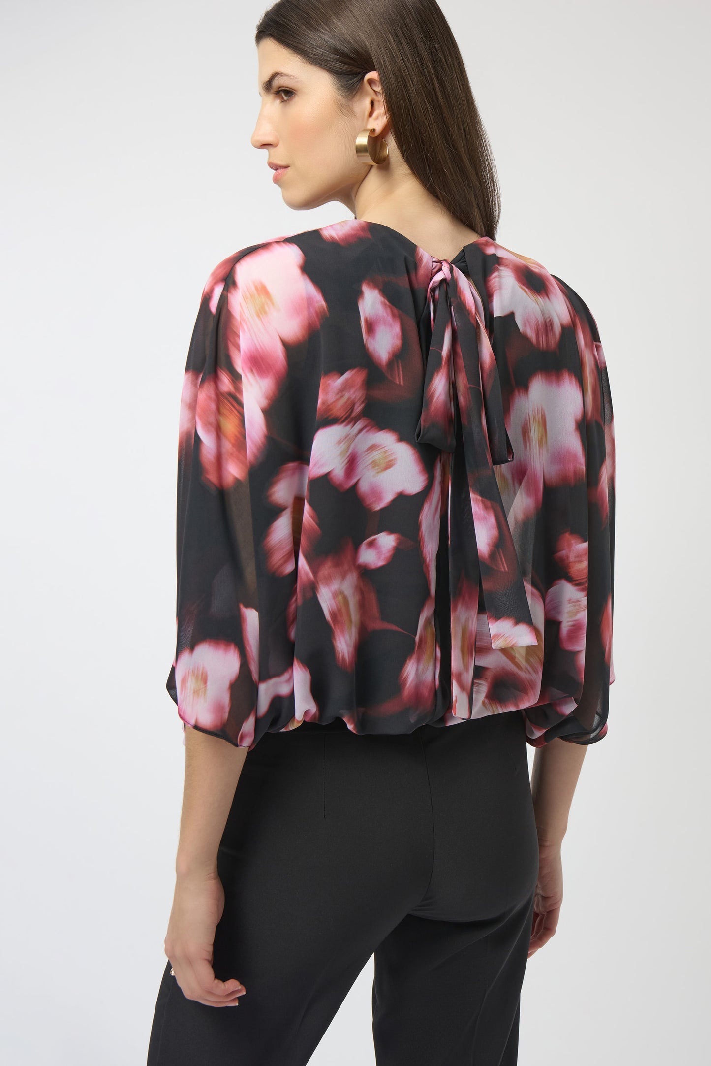 CHIFFON & SILKY KNIT FLORAL PRINT BOXY TOP JOSEPH RIBKOFF