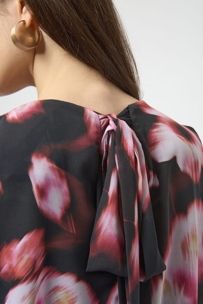 CHIFFON & SILKY KNIT FLORAL PRINT BOXY TOP JOSEPH RIBKOFF
