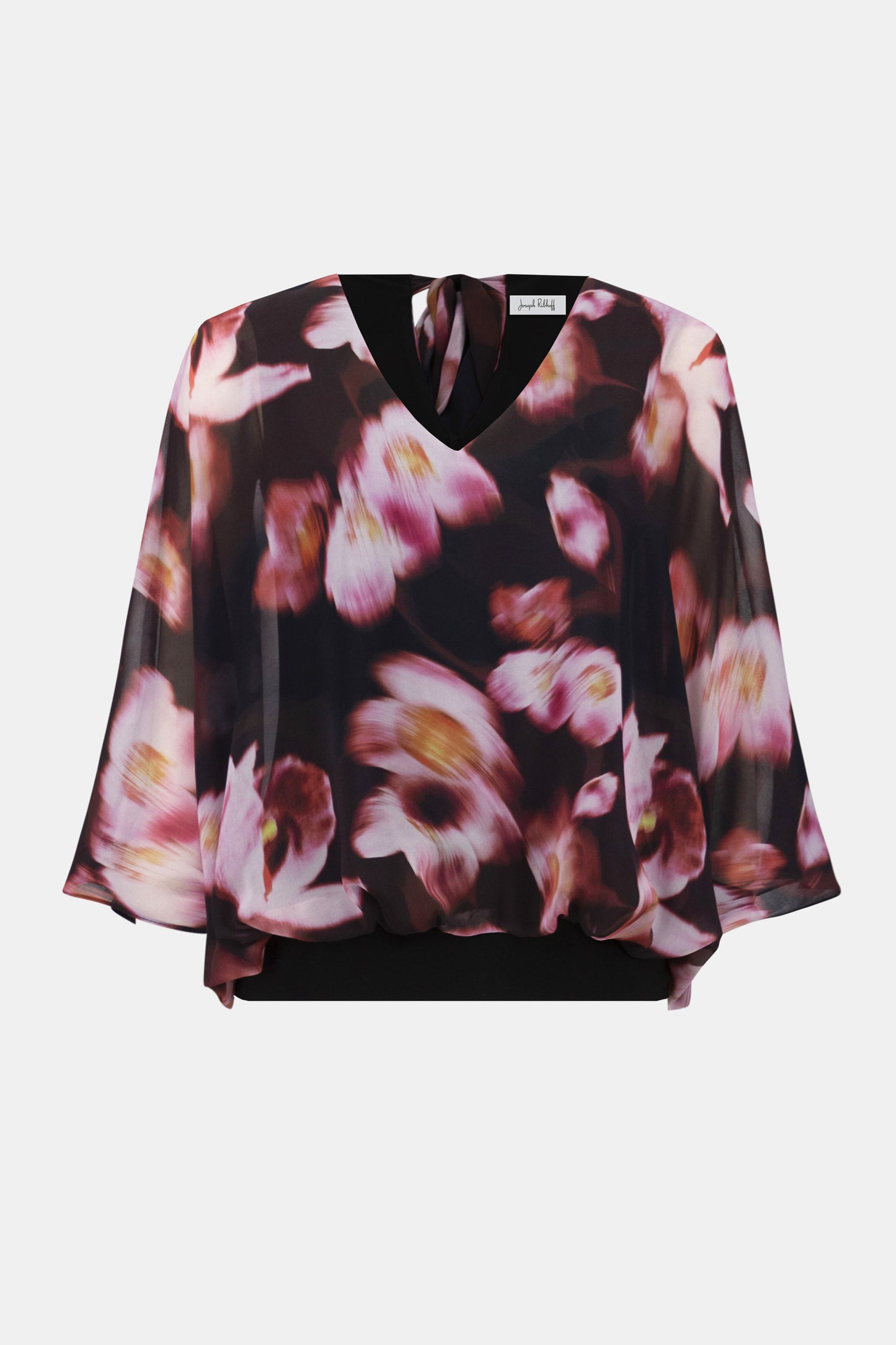 CHIFFON & SILKY KNIT FLORAL PRINT BOXY TOP JOSEPH RIBKOFF