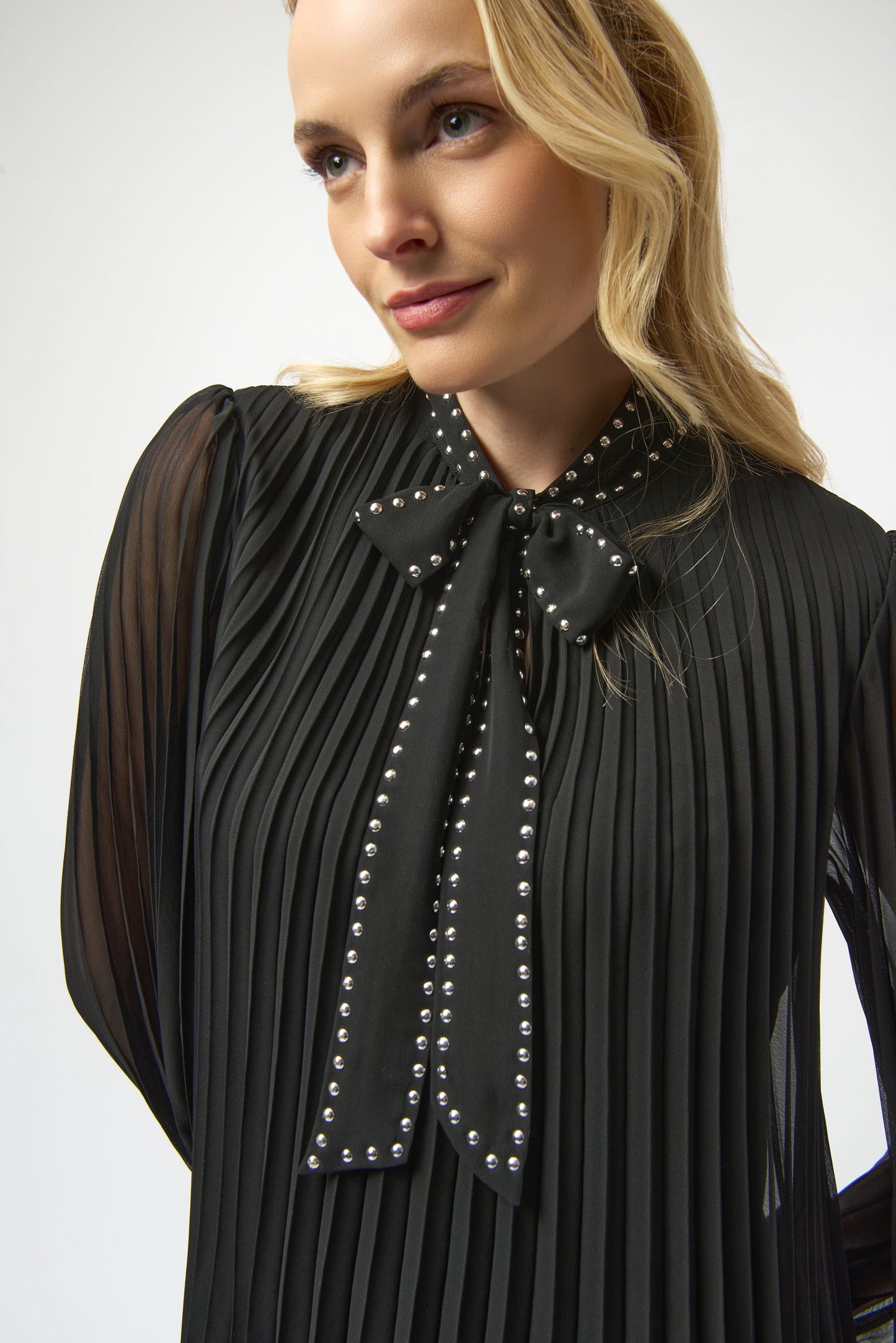 PLEATED CHIFFON A LINE DRESS JOSEPH RIBKOFF