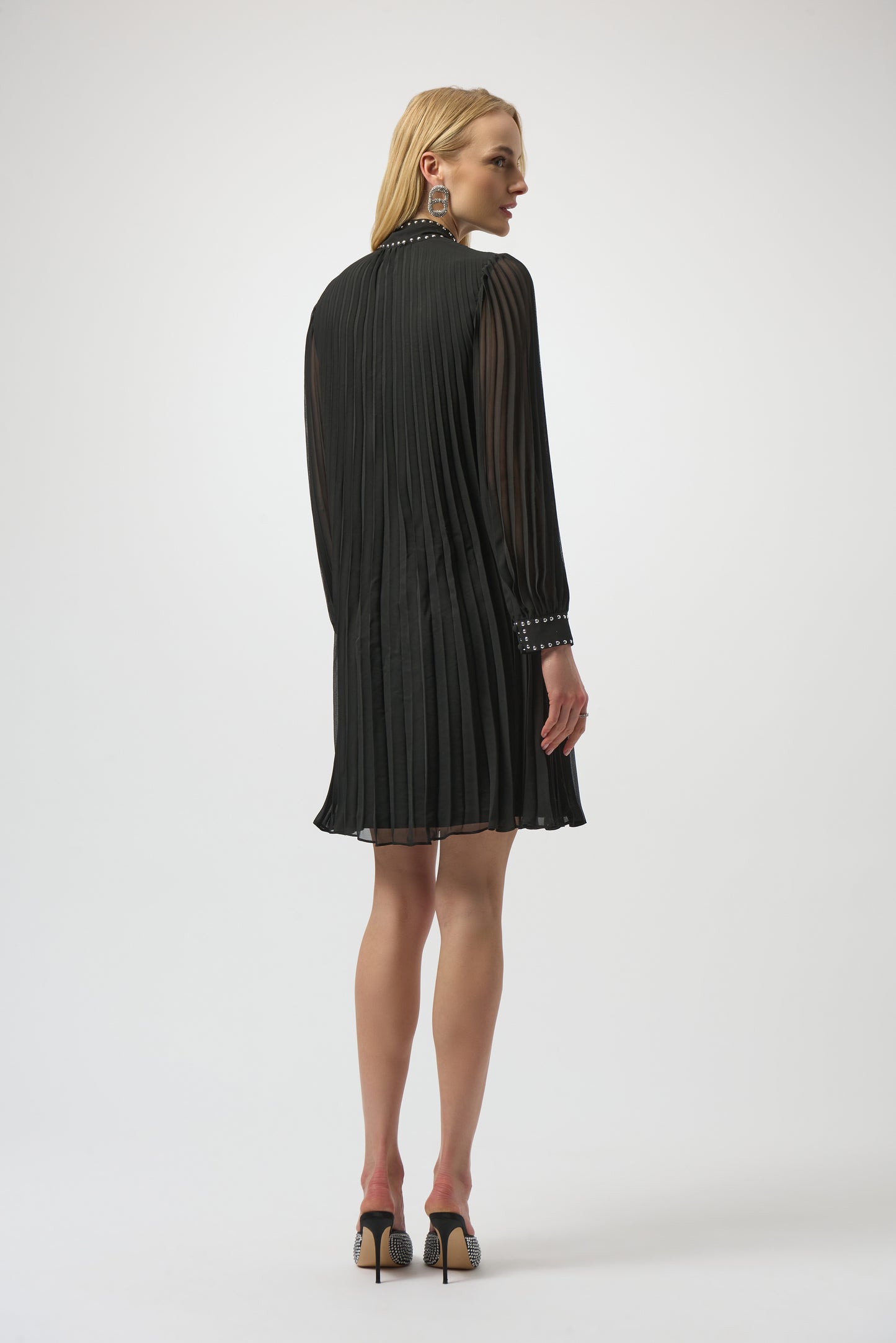 PLEATED CHIFFON A LINE DRESS JOSEPH RIBKOFF
