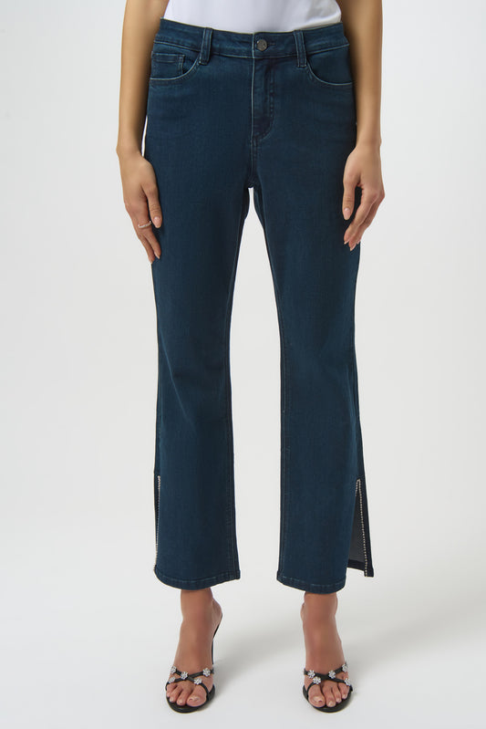 CLASSIC STRAIGHT LEG JEANS WITH RHINESTONE HEM JOSEPH RIBKOFF