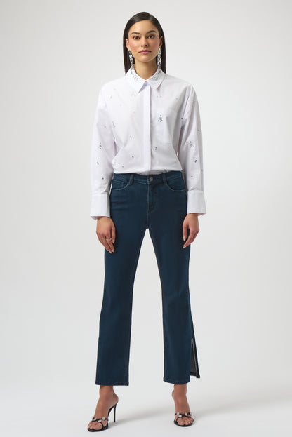 CLASSIC STRAIGHT LEG JEANS WITH RHINESTONE HEM JOSEPH RIBKOFF