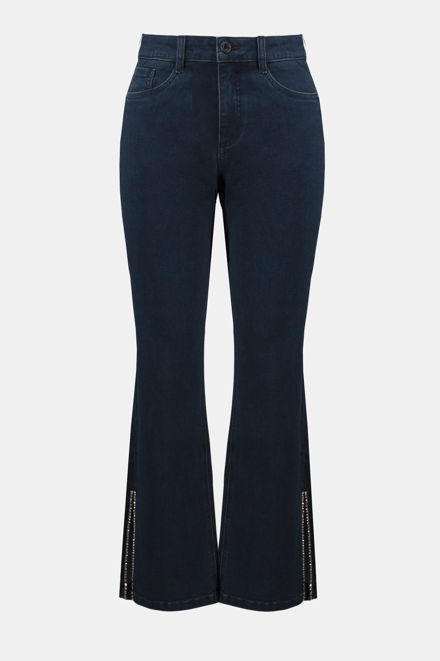 CLASSIC STRAIGHT LEG JEANS WITH RHINESTONE HEM JOSEPH RIBKOFF
