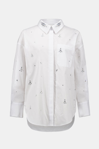 STRETCH POPLIN BOXY BLOUSE WITH RHINESTONES JOSEPH RIBKOFF