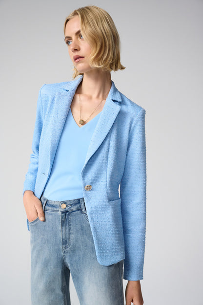 WOVEN TWILL SLEEVELESS V NECK TOP JOSEPH RIBKOFF