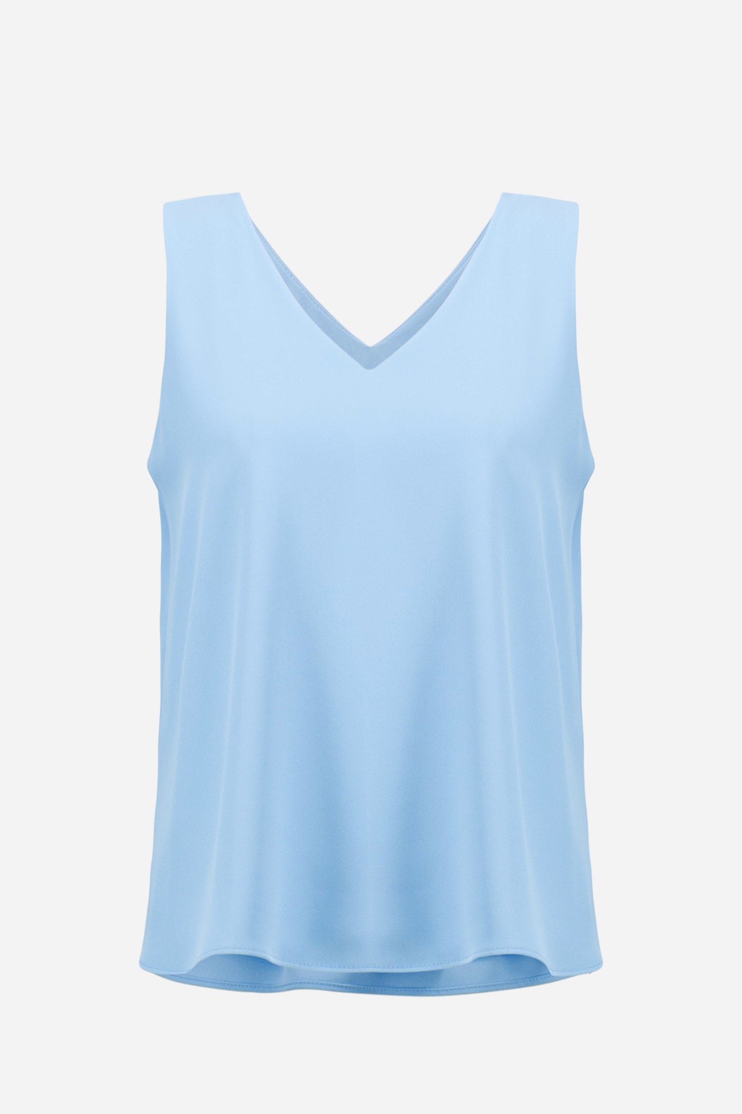 WOVEN TWILL SLEEVELESS V NECK TOP JOSEPH RIBKOFF