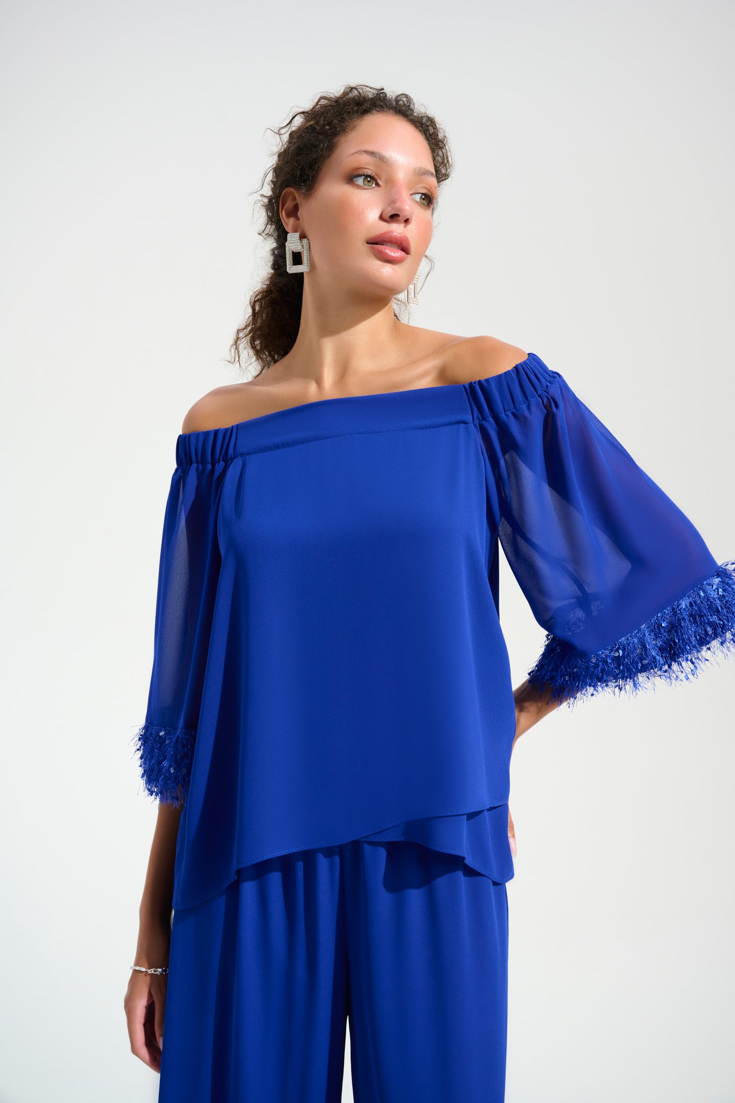 GEORGETTE & CHIFFON OFF SHOULDER TOP JOSEPH RIBKOFF