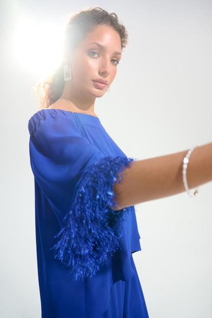 GEORGETTE & CHIFFON OFF SHOULDER TOP JOSEPH RIBKOFF