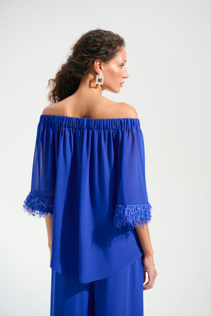 GEORGETTE & CHIFFON OFF SHOULDER TOP JOSEPH RIBKOFF