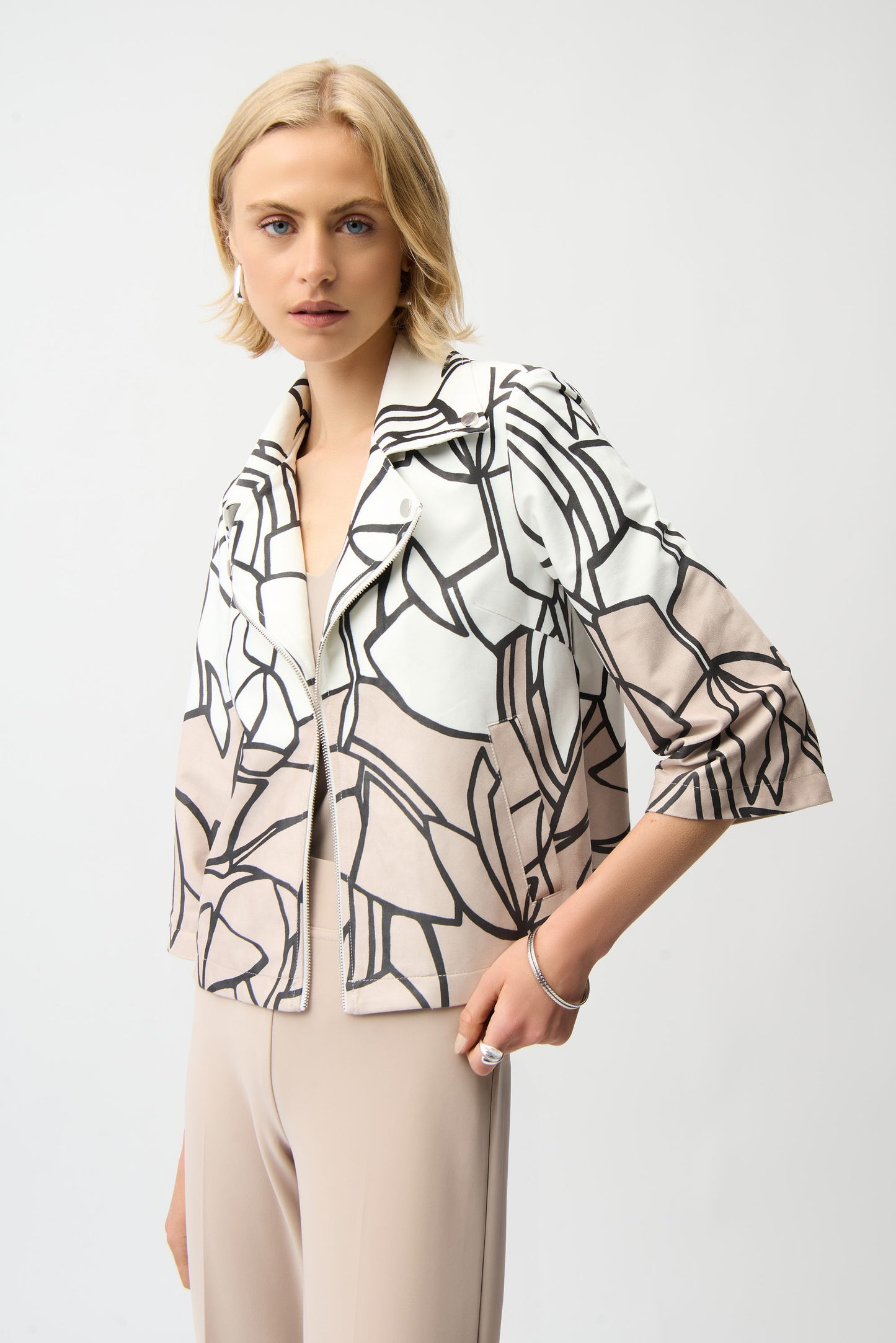 FAUX SUEDE PRINT SWING JACKET JOSEPH RIBKOFF