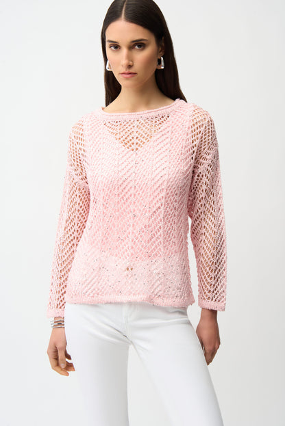 SEQUINS YARN LONG SLEEVE KNIT JOSEPH RIBKOFF